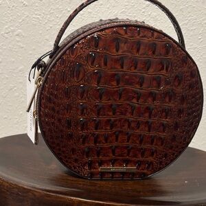 Brahmin Chestnut Croc-Embossed Circle Bag
